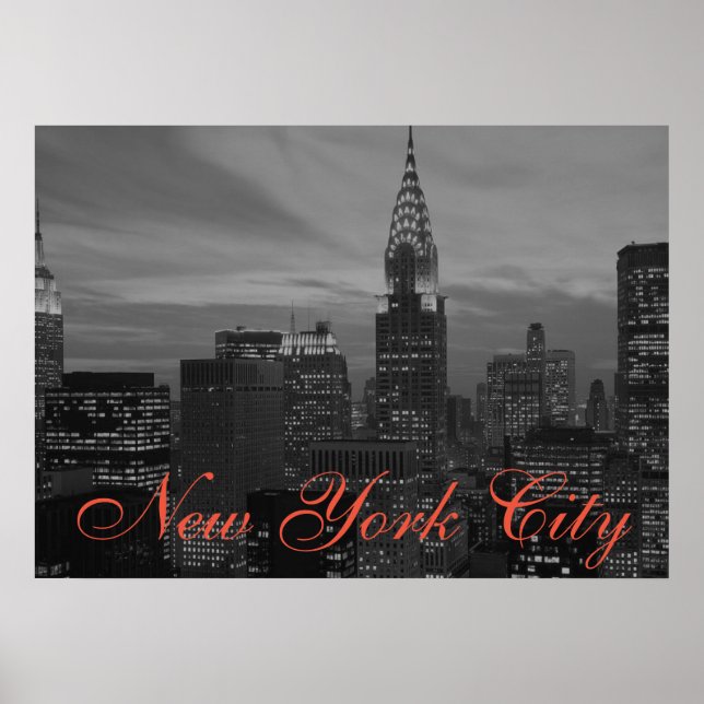 Póster Black & White Retro Pop Art New York City (Frente)