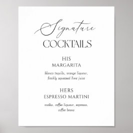 Póster Black & White Wedding Signature Cocktails Poster