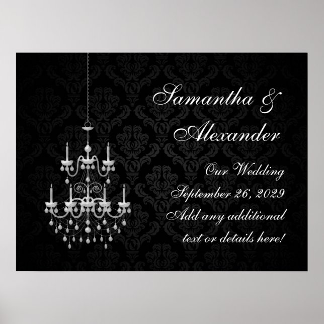 Póster Black with White Chandelier Silhouette (Frente)