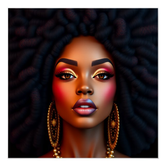 Póster black woman african melanin sista brown skin girls (Anverso)
