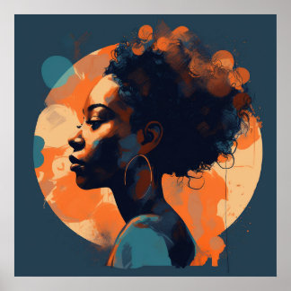 Póster Black Woman Beautiful in Moonlight