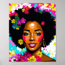 Póster Black Woman Pop Art Multicolor