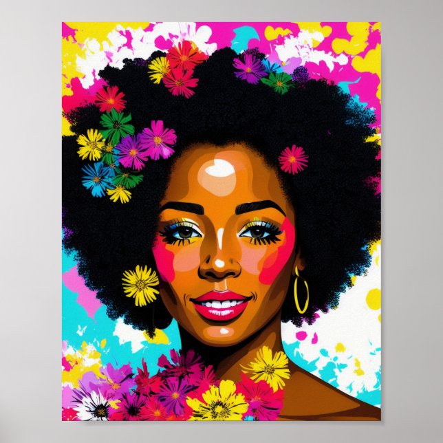 Póster Black Woman Pop Art Multicolor (Frente)