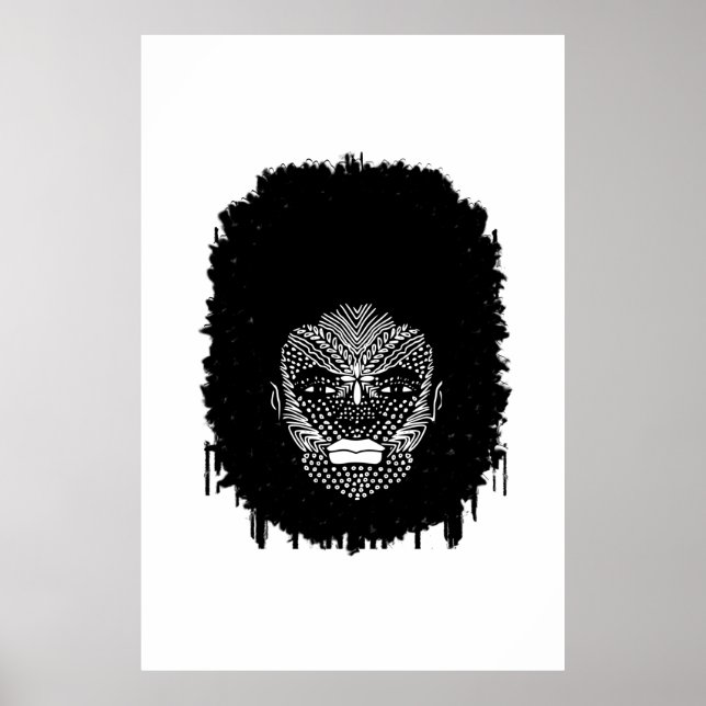 Póster Black Woman with African Tribal Face Markings (Frente)