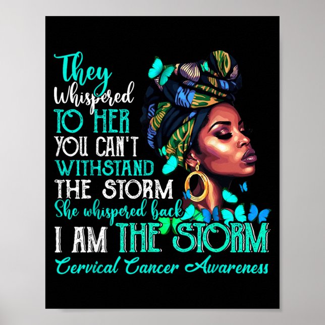 Póster Black Women Motivation Suprt Cervical Cancer Aware (Frente)