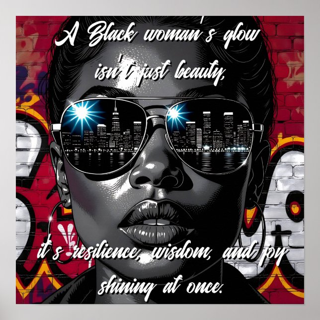 Póster Black Women's Quote | City Skyline in Sunglasses (Frente)