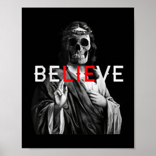 Póster Blackcraft Antichrist Jesus Skull Believe Satan At