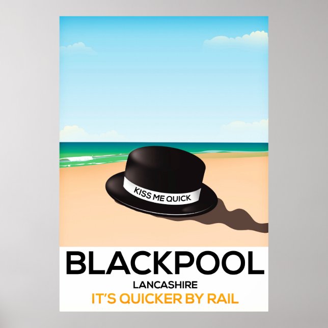 Póster Blackpool "bésame rápido" gorra poster de tren de  (Frente)