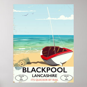 Póster Blackpool, lancashire, poster ferroviario
