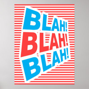 Póster Blah, Blah, Blah, poster gracioso, poster de tipog