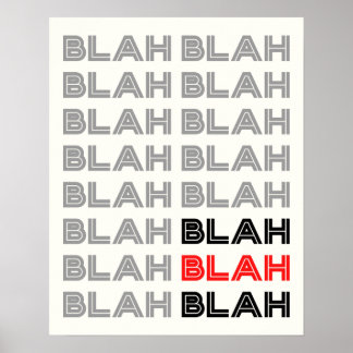 Póster BLAH BLAH BLAH Typography Poster