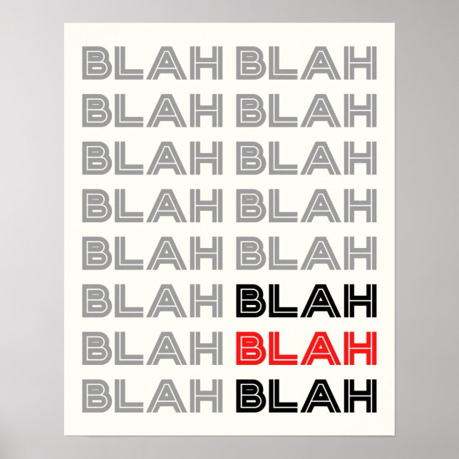 Póster BLAH BLAH BLAH Typography Poster (Frente)