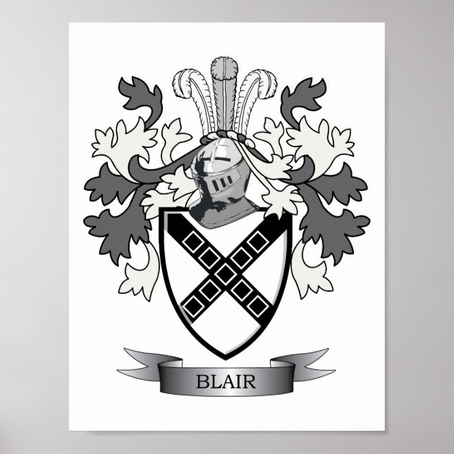Póster Blair Family Crest Coat of Arms (Frente)