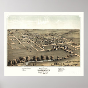 Póster Blairstown, IA Panoramic Map - 1868