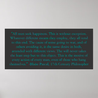 Póster Blaise Pascal sobre la felicidad del hombre