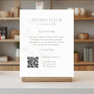 Póster Blanca   Moda Floral Texto promocional QR