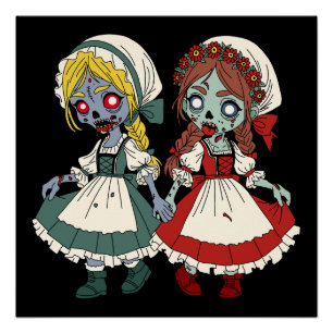 Póster Blancanieves y Rosarroja zombies