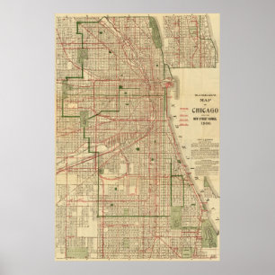 Póster Blanchard's map of Chicago
