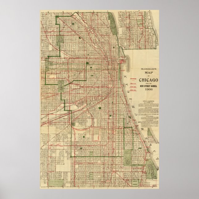 Póster Blanchard's map of Chicago (Frente)