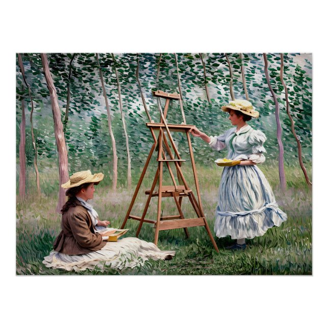 Póster Blanche Hoschedé en su caballete (Anverso)