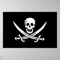 Blanco, Bandera Pirata Calico Jack, Calavera y Cri