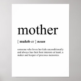 Póster Blanco de definición de madre