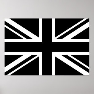Póster Blanco del negro de la bandera de Inglaterra