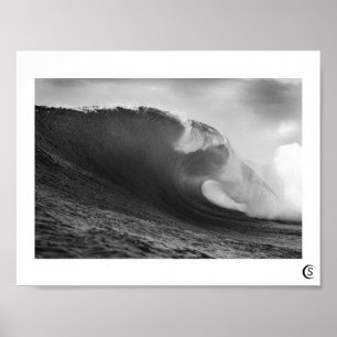 Póster Blanco del negro del poster de la onda