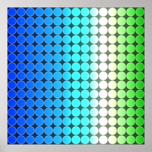 Póster Blanco del verde azul de los lunares de la