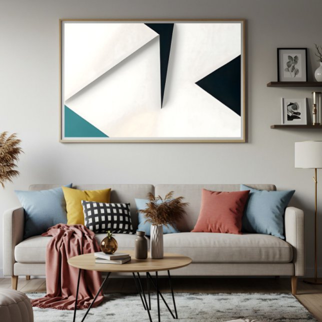 Póster Blanco Moderno Marino Verde Azul Abstracto Geométr (Subido por el creador)