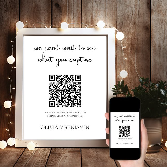 Póster Blanco moderno | Rótulo de código QR para uso comp (Subido por el creador)