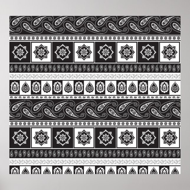 Póster Blanco negro étnico: Patrón eterno (Frente)