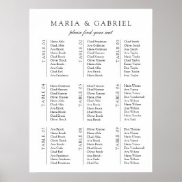 Póster Blanco negro. Gráfica de asientos de Boda minimali