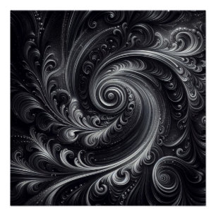 Póster Blanco Negro Gris Abstracto Moderno Simple Remolin