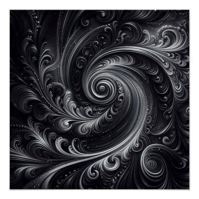 Póster Blanco Negro Gris Abstracto Moderno Simple Remolin (Anverso)