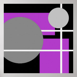 Póster Blanco negro gris morado moderno - tela MS0001