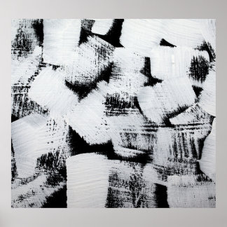 Póster Blanco negro, lienzo pintado abstracto.