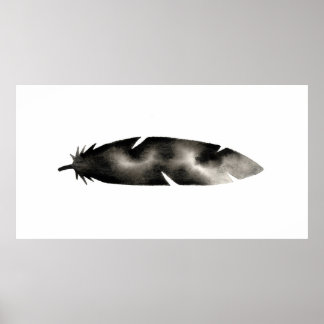 Póster Blanco negro moderno de plumas