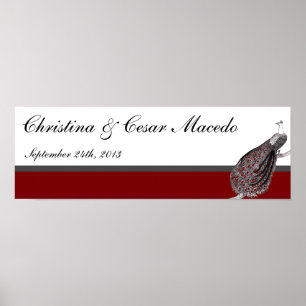 Póster Blanco negro rojo de pavo real personalizado de 22