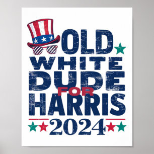 Póster Blanco partidario de Kamala-harris primera preside