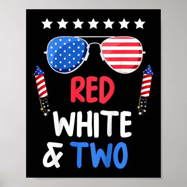 Póster Blanco Rojo Y El Segundo Cumpleaños 4 De Julio Inf (Frente)