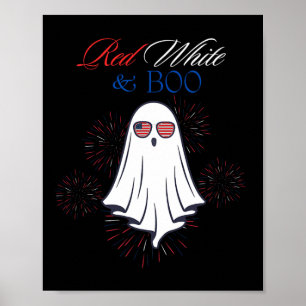 Póster Blanco Rojo Y Fantasma De Boo 4 De Julio Independe