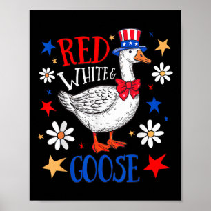 Póster Blanco Rojo Y Ganso El 4 De Julio Patriótico Goose