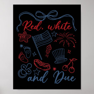 Póster Blanco Rojo Y Vencimiento 4 De Julio Embarazo Vera