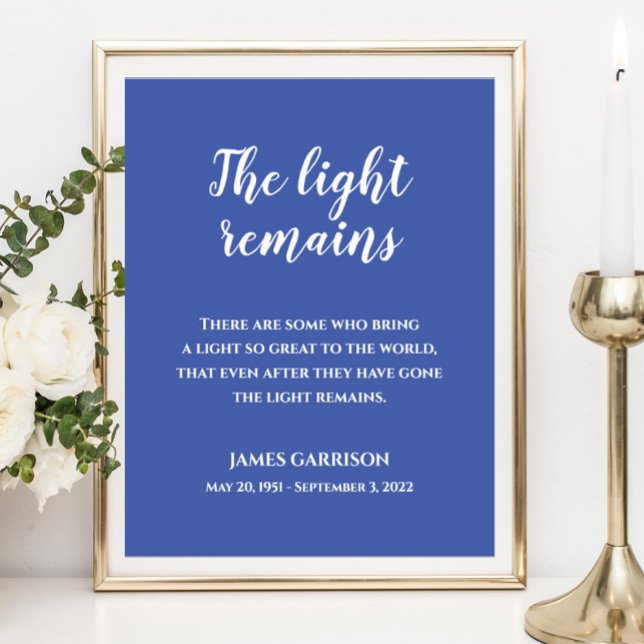 Póster Blanco Sobre Azul La Luz Permanece Cita Memorial (Subido por el creador)