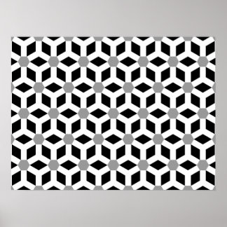Póster Blanco sobre el Poster hexagonal de tejas negras