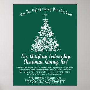 Póster blanco verde del árbol de regalos de Navida