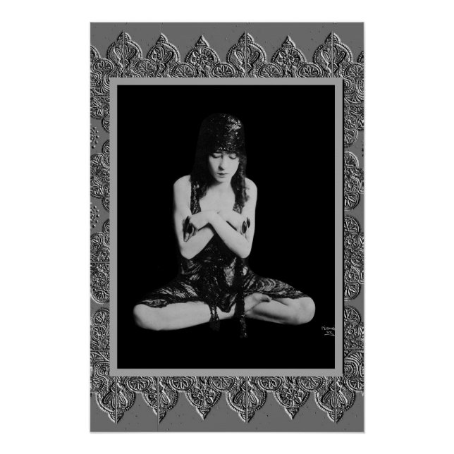 Poster blanco y negro con bailarina de cosecha (Anverso)