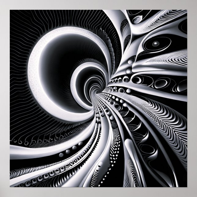 Póster Blanco y negro en el agujero de gusano (Frente)