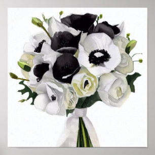 Póster Blanco y negro glamorosos, Bouquet de los asistent
